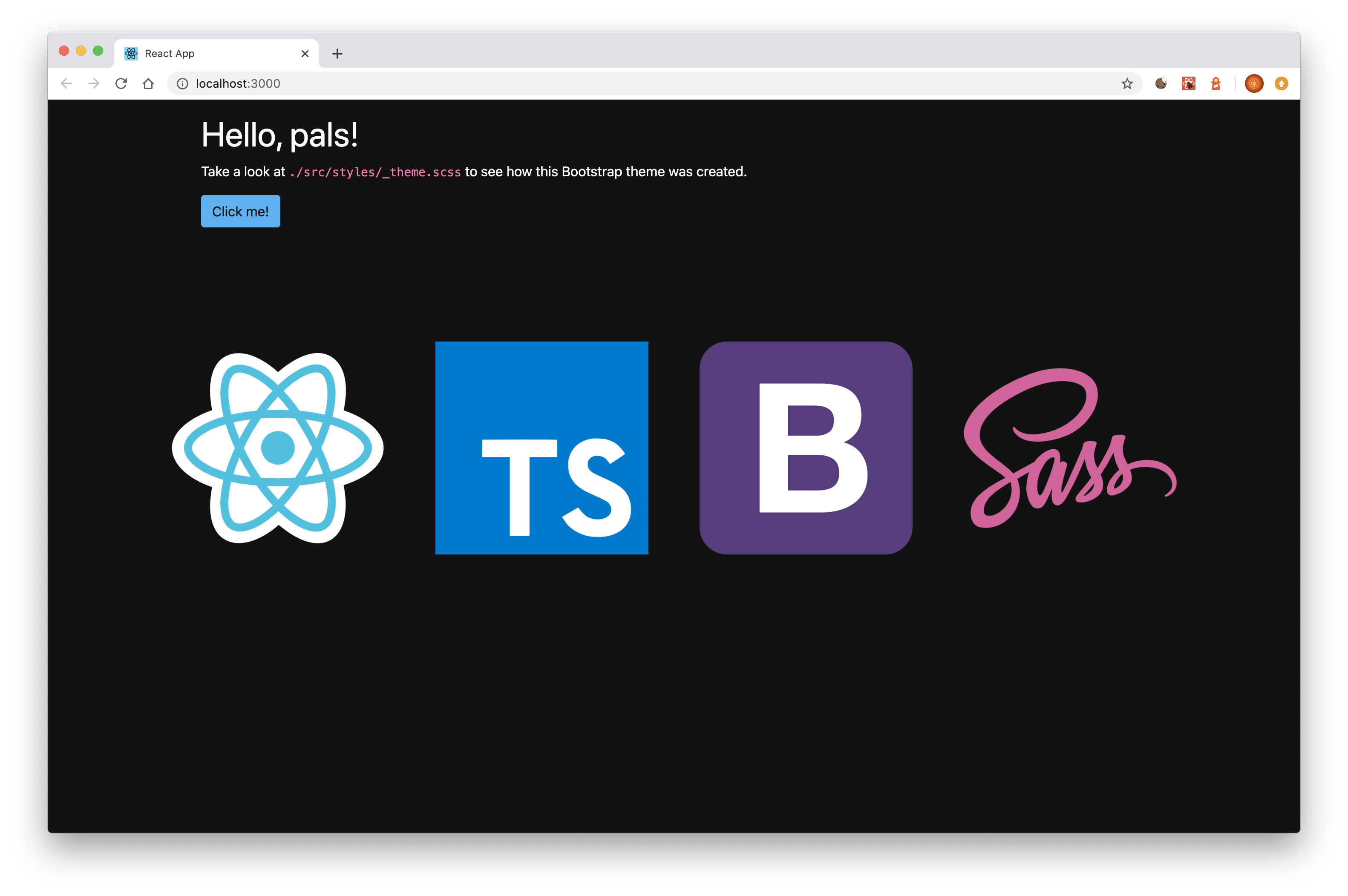 The template doesn't come with the React placeholder stuff