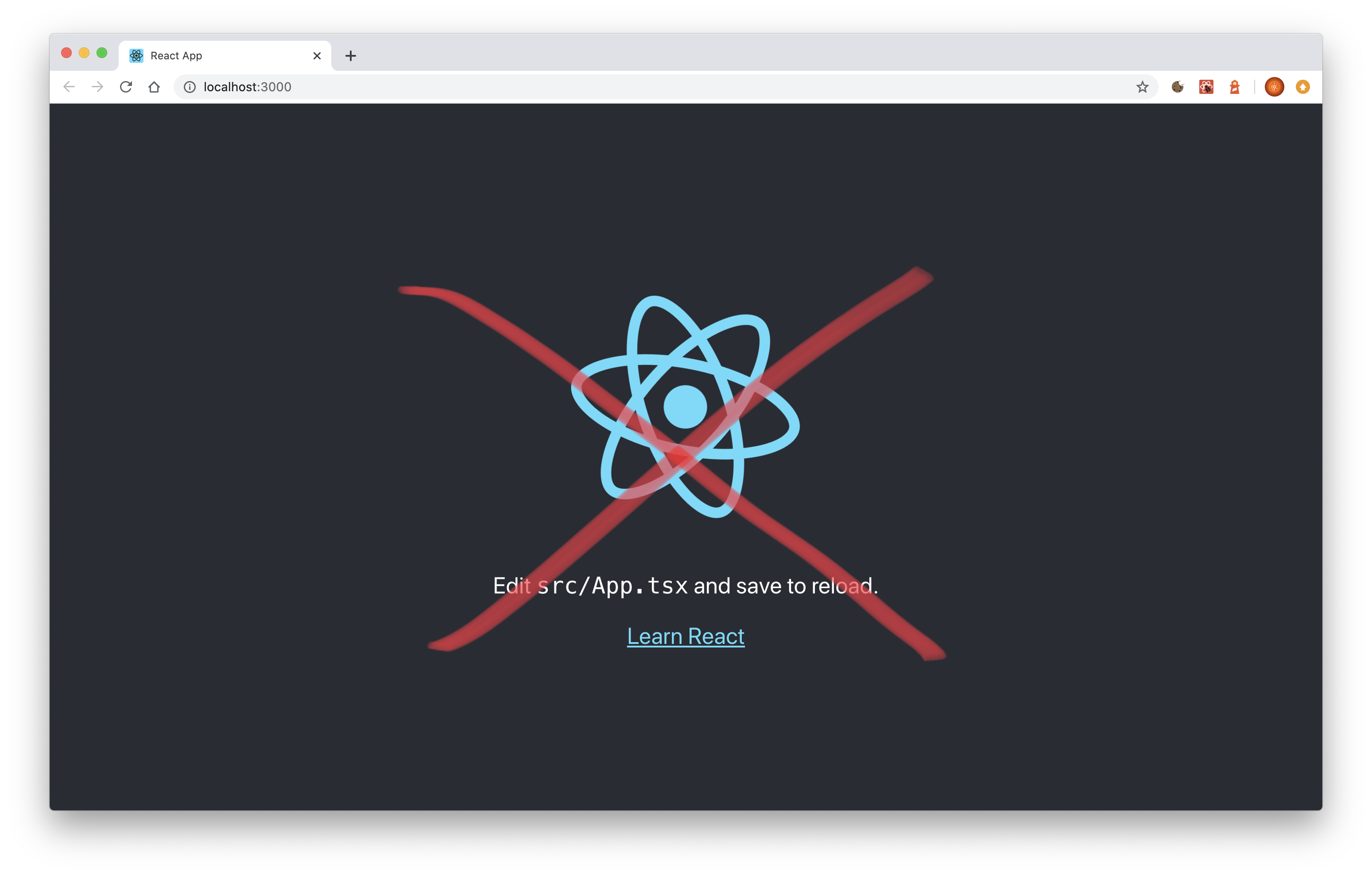 The template doesn't come with the React placeholder stuff