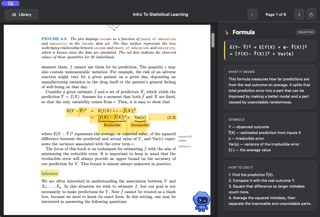 Axiom highlighting concepts in a textbook PDF