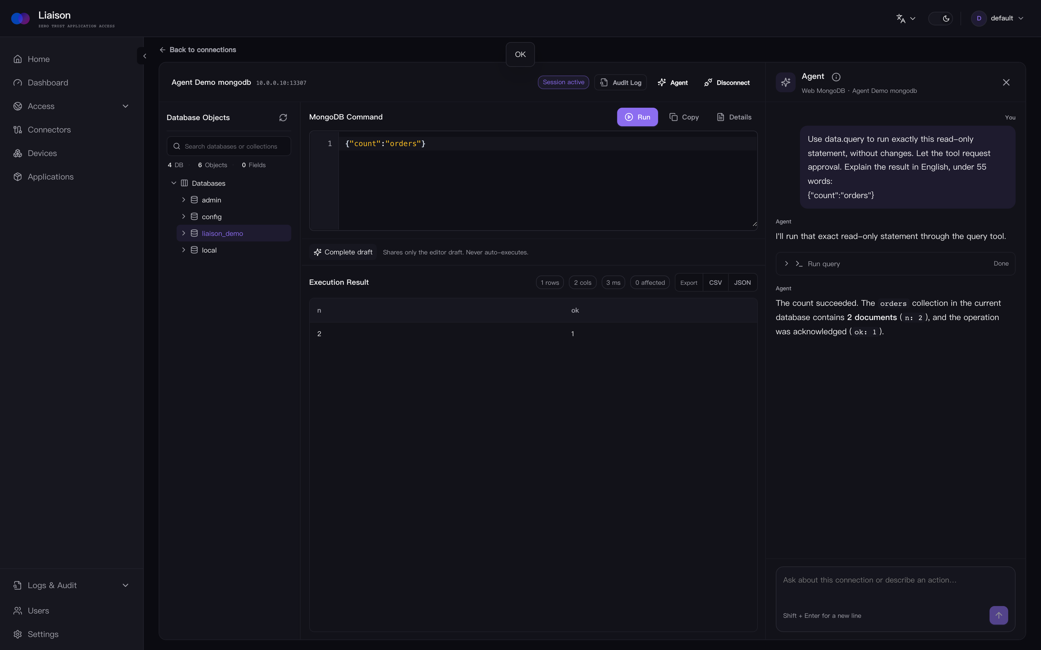 Using MongoDB through Liaison