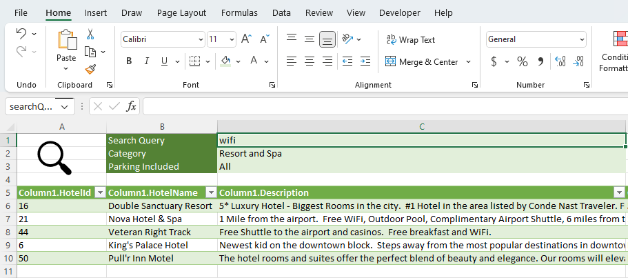 Search App in Excel