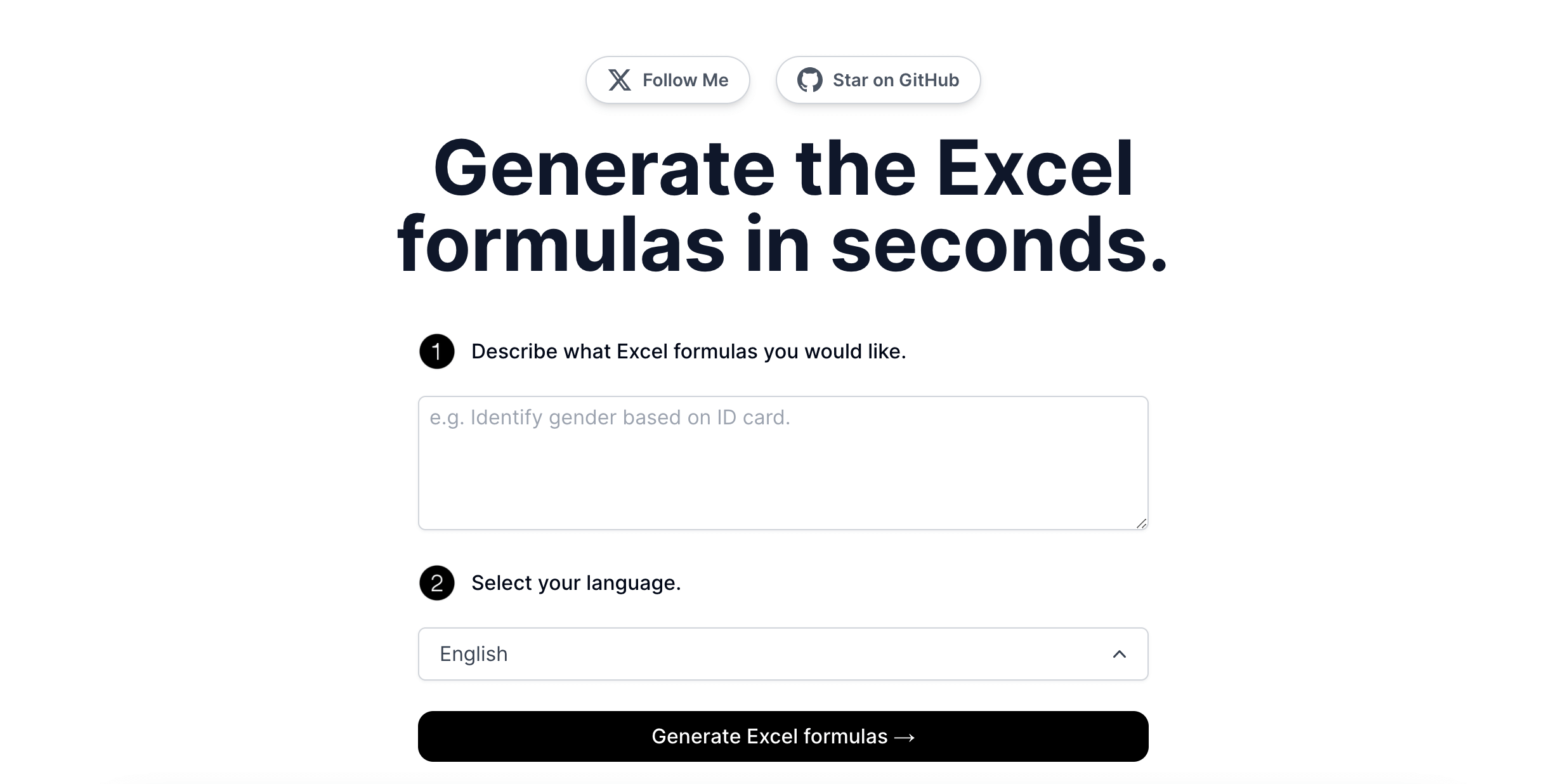 Generate the Excel formulas