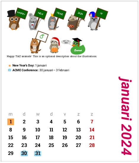 Calendar in Dutch