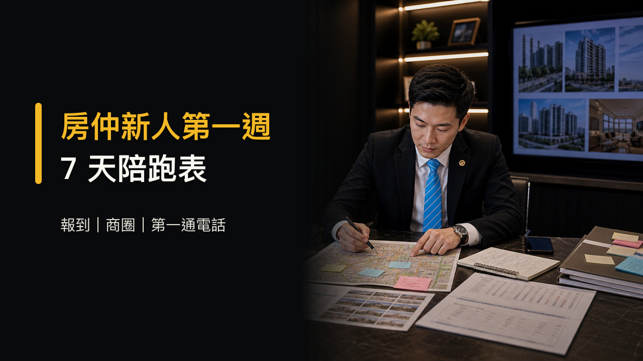 房仲新人第一週每天要做什麼？從報到、商圈到第一通電話的 7 天陪跑表