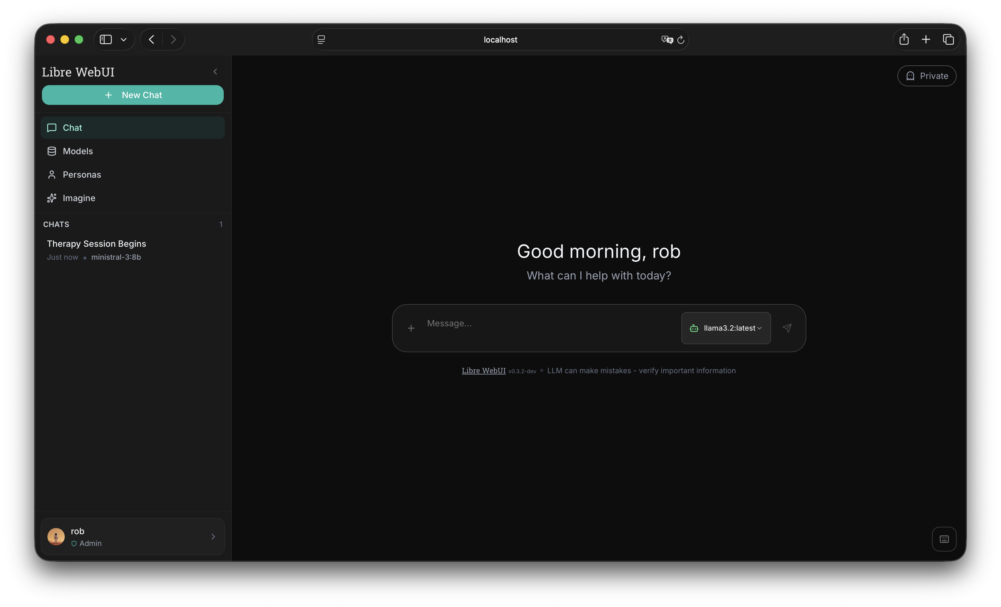 Libre WebUI interface screenshot
