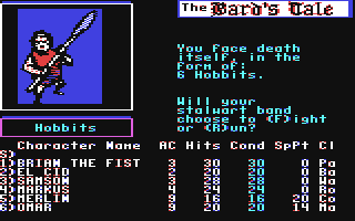 Capture d'écran de The Bard's Tale sur Commodore 64, rpg de Interplay sorti en 1985