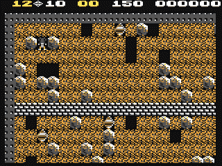 Capture d'écran de Boulder Dash sur Commodore 64, réflexion / action de First Star Software sorti en 1984