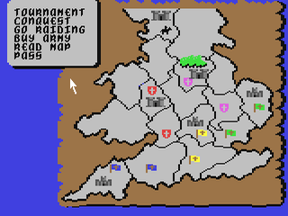Capture d'écran de Defender of the Crown sur Commodore 64, stratégie / action de Cinemaware sorti en 1987