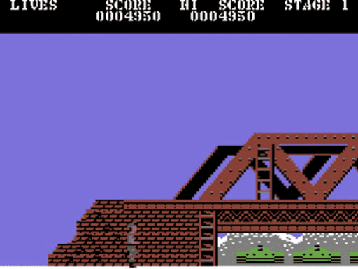 Capture d'écran de Green Beret sur Commodore 64, action de Imagine sorti en 1986