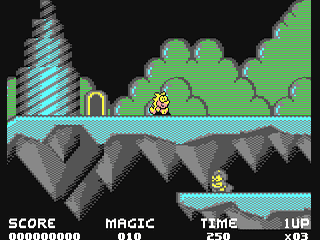 Capture d'écran de Mayhem in Monsterland sur Commodore 64, plate-forme de Apex Computer Productions sorti en 1993