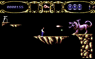 Capture d'écran de Myth: History in the Making sur Commodore 64, action / plate-forme de System 3 sorti en 1989