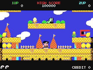 Capture d'écran de Rainbow Islands sur Commodore 64, plate-forme de Graftgold sorti en 1990