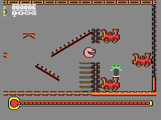 Capture d'écran de Thing on a Spring sur Commodore 64, plate-forme de Gremlin Graphics sorti en 1985