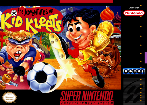 Soccer Kid SNES cover art reference for custom cartridge, NTSC-U version.