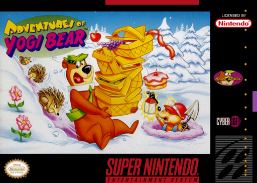 Adventures of Yogi Bear SNES cover art reference for custom cartridge, NTSC-U version.