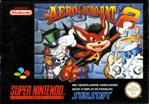 Aero the Acro-Bat 2 SNES cover art reference for custom cartridge, PAL version.
