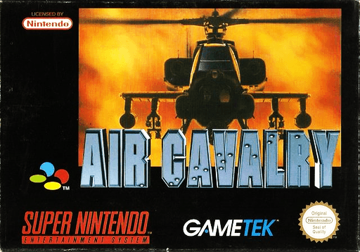 Air Cavalry SNES cover art reference for custom cartridge, PAL version.