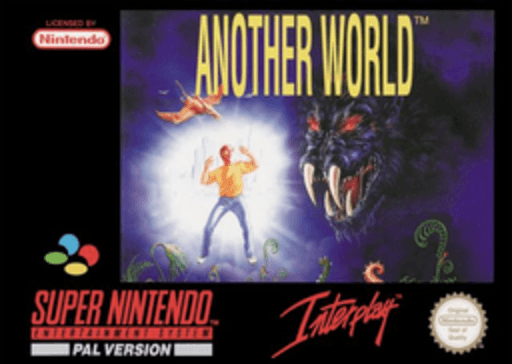 Another World SNES cover art reference for custom cartridge, PAL version.