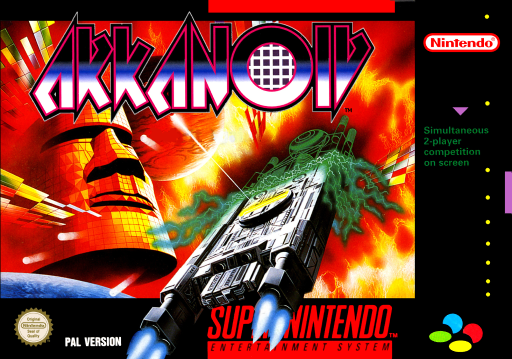 Arkanoid: Doh It Again SNES cover art reference for custom cartridge, PAL version.