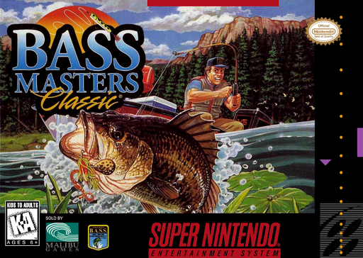 Bass Masters Classic SNES cover art reference for custom cartridge, NTSC-U version.