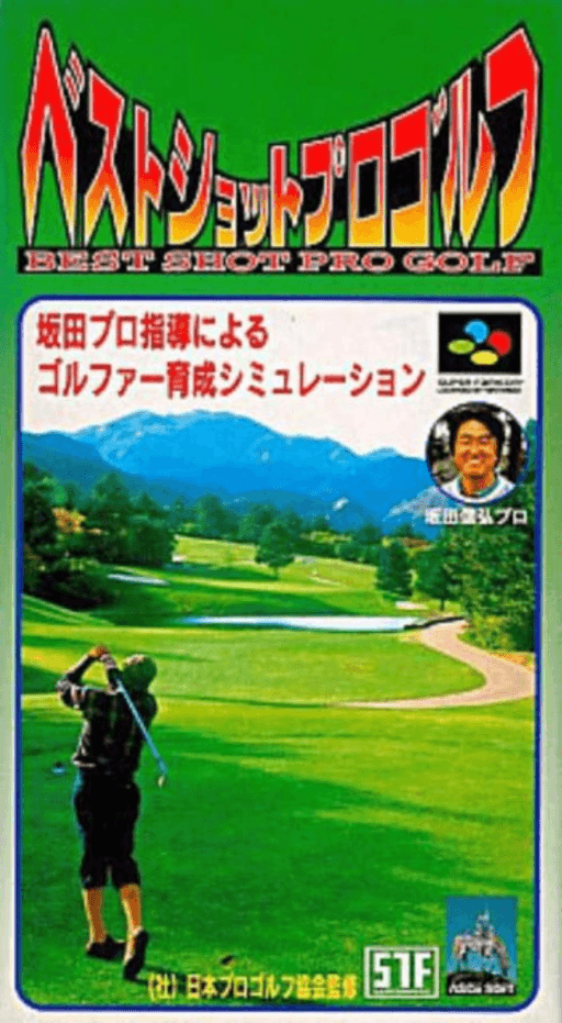 Best Shot Pro Golf SNES cover art reference for custom cartridge, NTSC-J version.