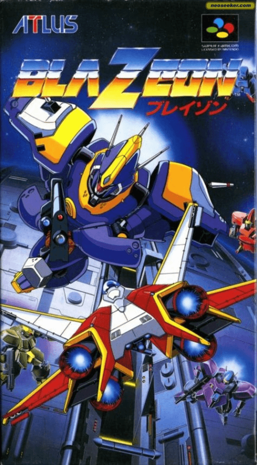 BlaZeon: The Bio-Cyborg Challenge SNES cover art reference for custom cartridge, NTSC-J version.