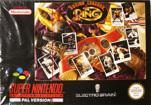 Boxing Legends of the Ring SNES cover art reference for custom cartridge, PAL version.