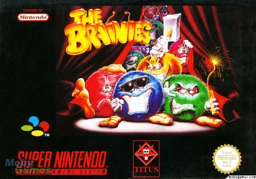 The Brainies SNES cover art reference for custom cartridge, PAL version.