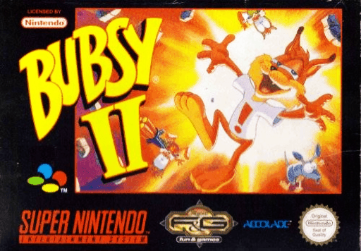 Bubsy II SNES cover art reference for custom cartridge, PAL version.