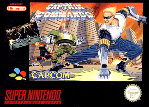 Captain Commando SNES cover art reference for custom cartridge, PAL version.