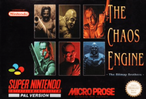 The Chaos Engine SNES cover art reference for custom cartridge, PAL version.