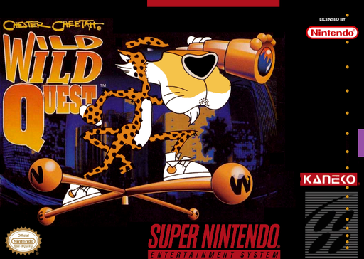 Chester Cheetah: Wild Wild Quest SNES cover art reference for custom cartridge, NTSC-U version.