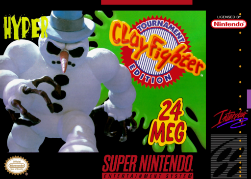 ClayFighter: Tournament Edition SNES cover art reference for custom cartridge, NTSC-U version.