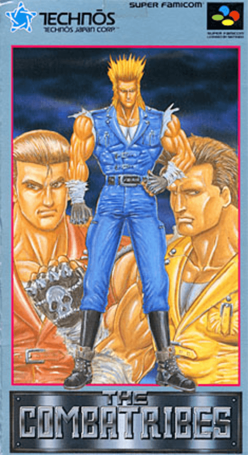 The Combatribes SNES cover art reference for custom cartridge, NTSC-J version.