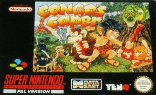 Congo's Caper SNES cover art reference for custom cartridge, PAL version.