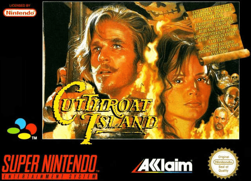 Cutthroat Island SNES cover art reference for custom cartridge, PAL version.