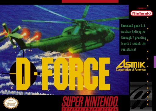 D-Force SNES cover art reference for custom cartridge, NTSC-U version.