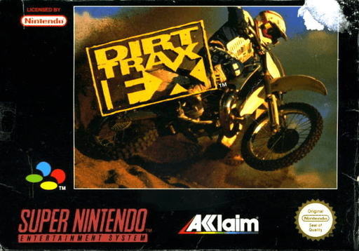Dirt Trax FX SNES cover art reference for custom cartridge, PAL version.