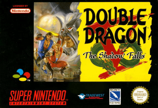 Double Dragon V: The Shadow Falls SNES cover art reference for custom cartridge, PAL version.