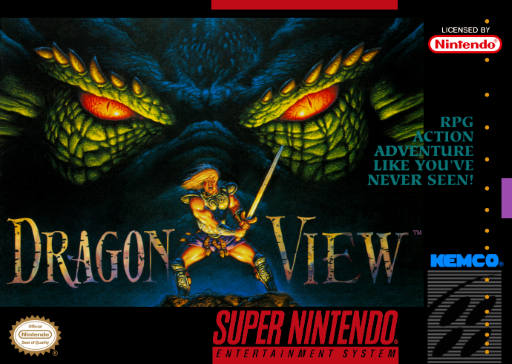Dragon View SNES cover art reference for custom cartridge, NTSC-U version.