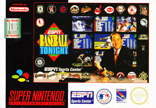ESPN Baseball Tonight SNES cover art reference for custom cartridge, PAL version.