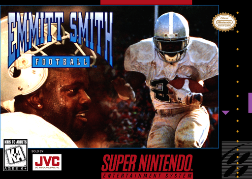 Emmitt Smith Football SNES cover art reference for custom cartridge, NTSC-U version.