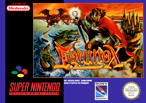 Equinox SNES cover art reference for custom cartridge, PAL version.