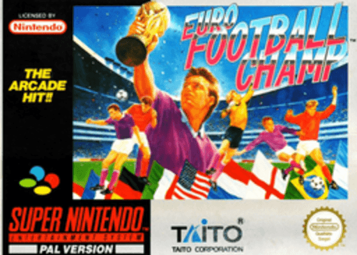 Super Soccer Champ SNES cover art reference for custom cartridge, PAL version.