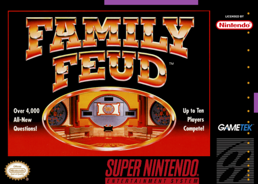 Family Feud SNES cover art reference for custom cartridge, NTSC-U version.