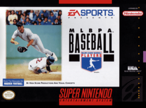 MLBPA Baseball SNES cover art reference for custom cartridge, NTSC-J version.