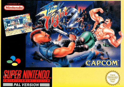 Final Fight 2 SNES cover art reference for custom cartridge, PAL version.