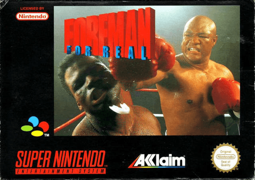 Foreman For Real SNES cover art reference for custom cartridge, PAL version.