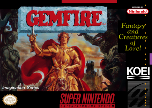 Gemfire SNES cover art reference for custom cartridge, NTSC-U version.