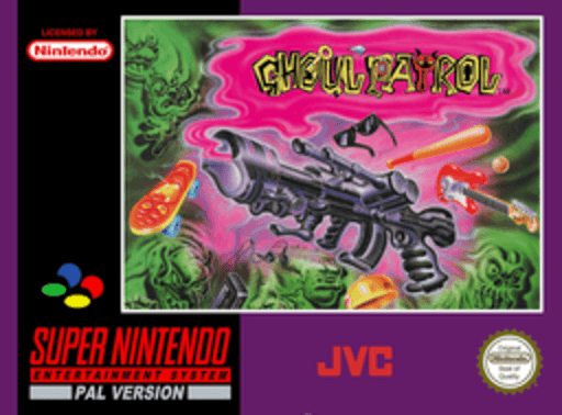 Ghoul Patrol SNES cover art reference for custom cartridge, PAL version.